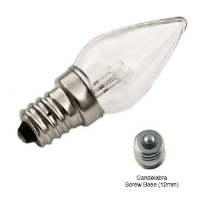 C7 LED Lamp,  Clear Candelabra Screw Based